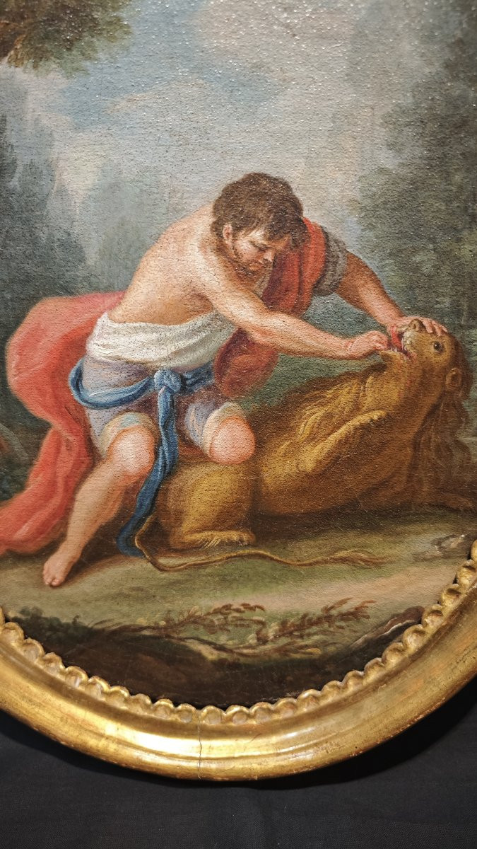 Scuola romana, XVIII secolo. Coppia di dipinti in ovale-photo-4