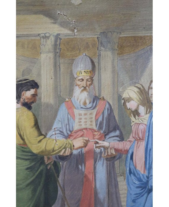 Pittore neoclassico romano.  Sposalizio della Vergine-photo-2