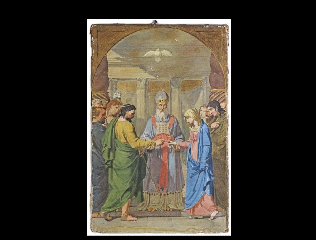 Pittore neoclassico romano.  Sposalizio della Vergine