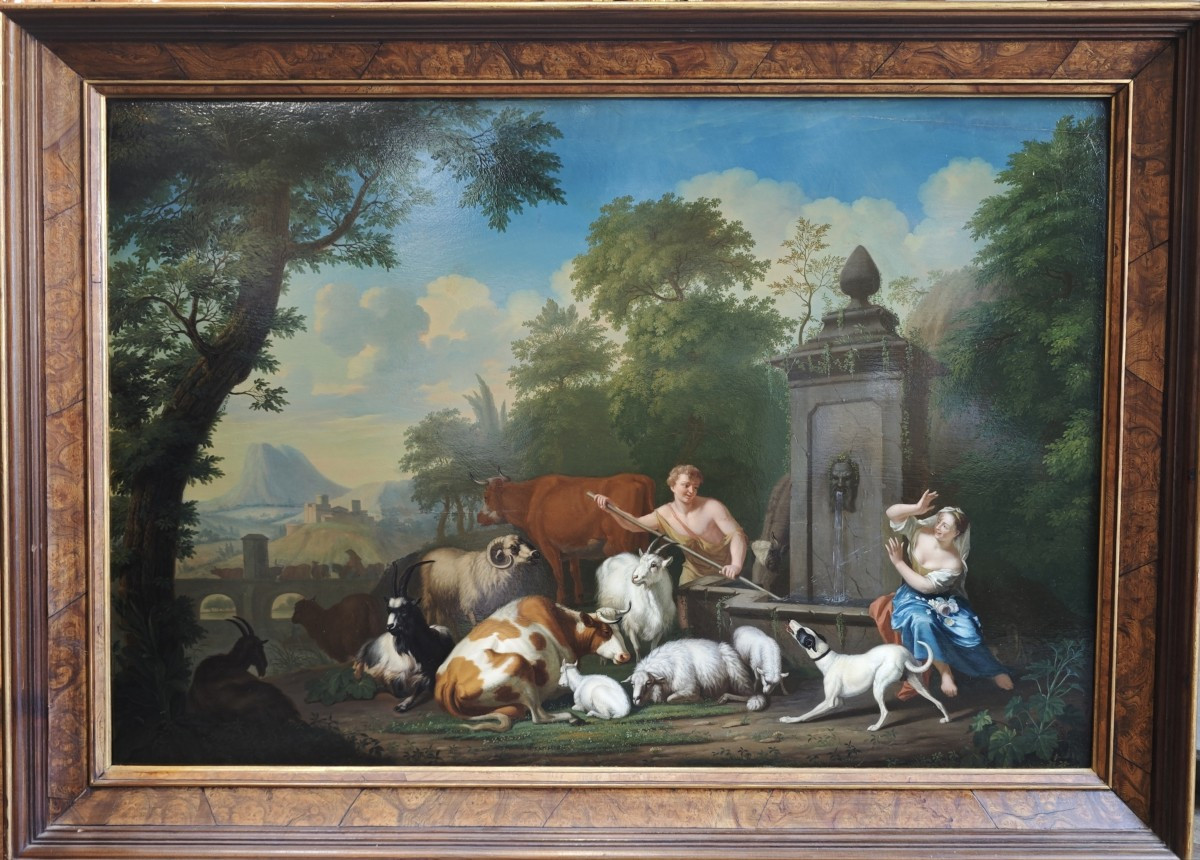 Jan van Gool. Paesaggio con pastori e armenti