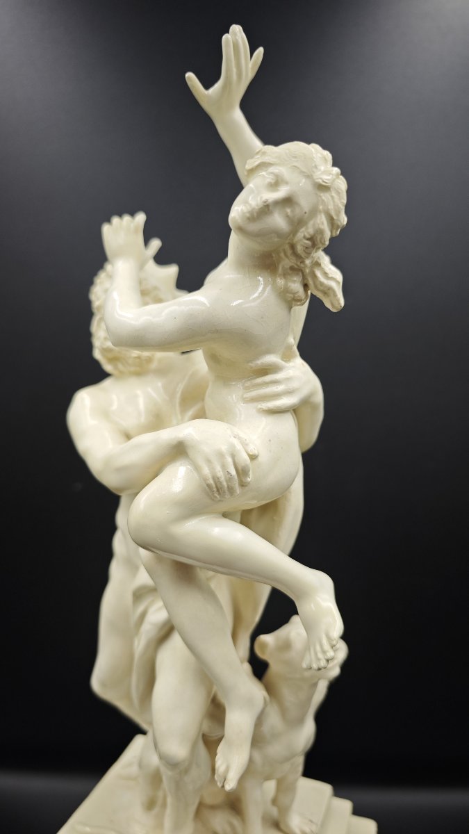 Scultura in terraglia bianca raffigurante il ratto di Proserpina di  Bernini, secolo XIX-photo-1