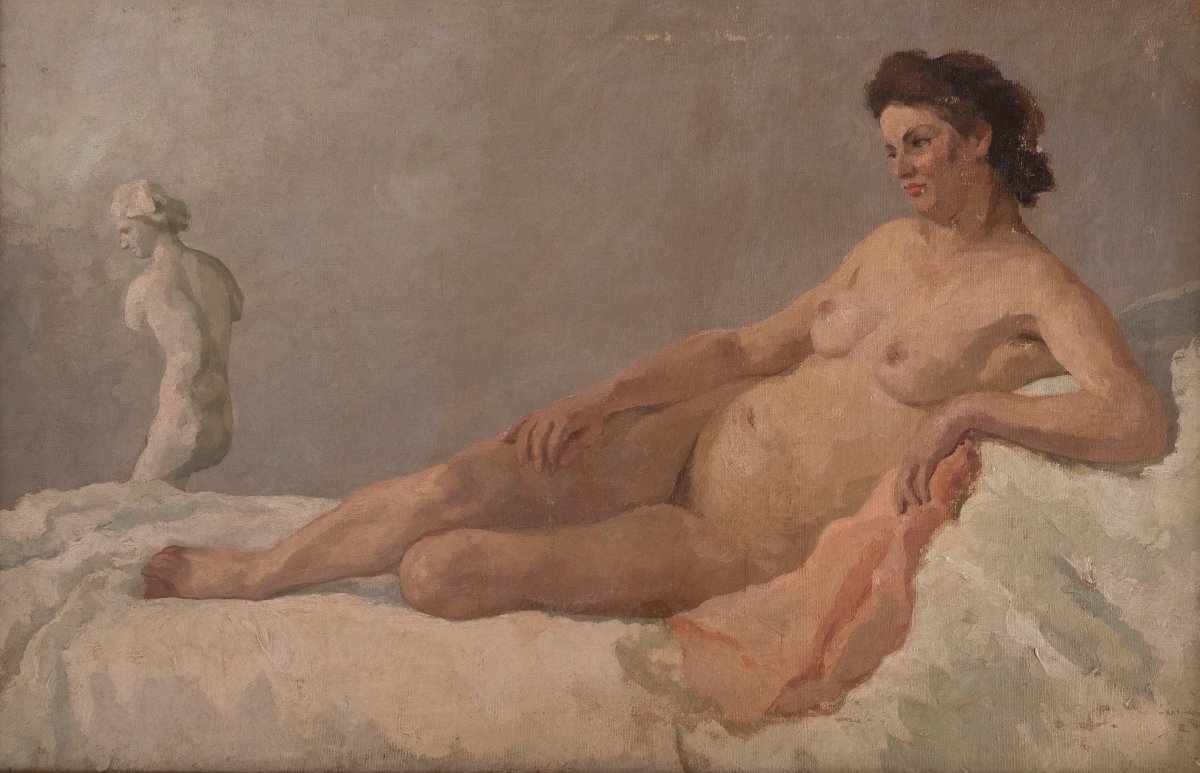 NUDO DI DONNA DISTESA, Scuola romana, anni '20-'30 del 1900-photo-2