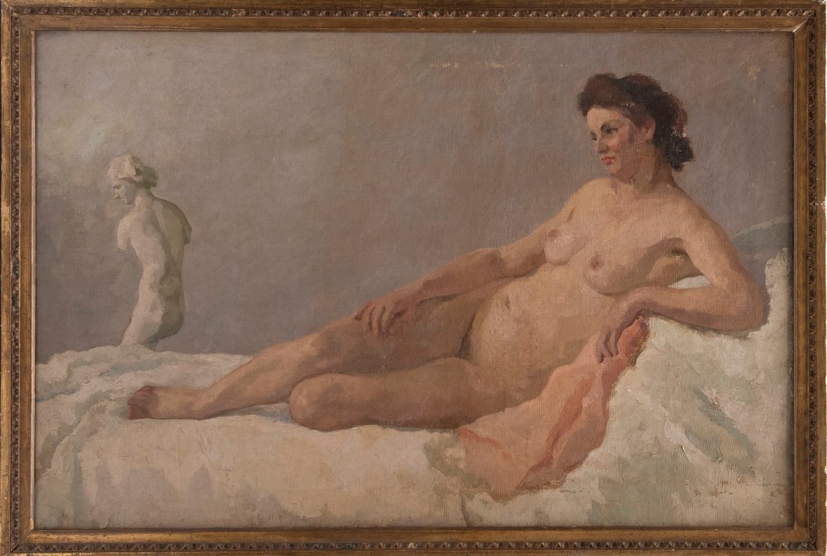 NUDO DI DONNA DISTESA, Scuola romana, anni '20-'30 del 1900