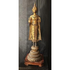Buddha Thai in bronzo dorato, inizi XIX secolo