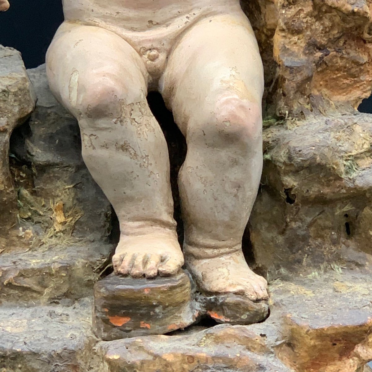 Scultura in terracotta policroma  “Gesù Bambino” - XVIII sec. -photo-3