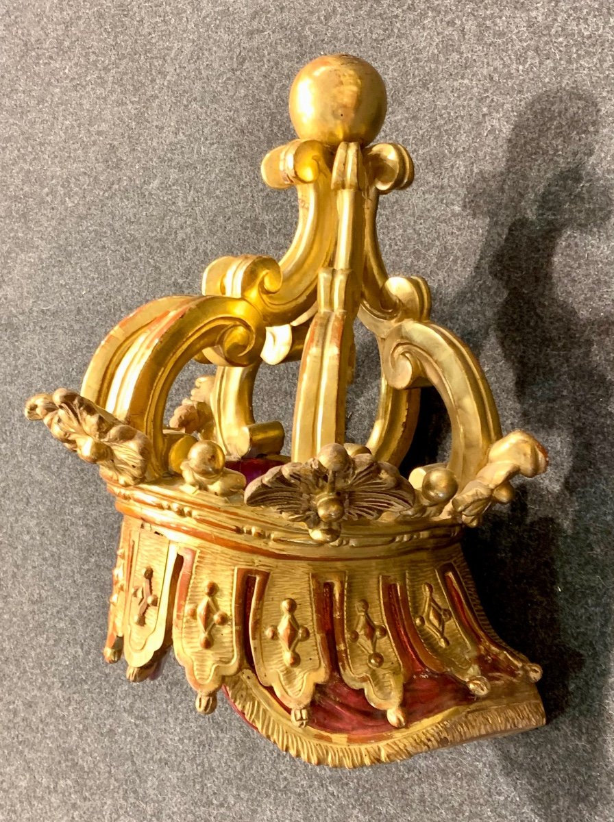Stupenda corona da baldacchino in legno dorato - Luigi Filippo-photo-3
