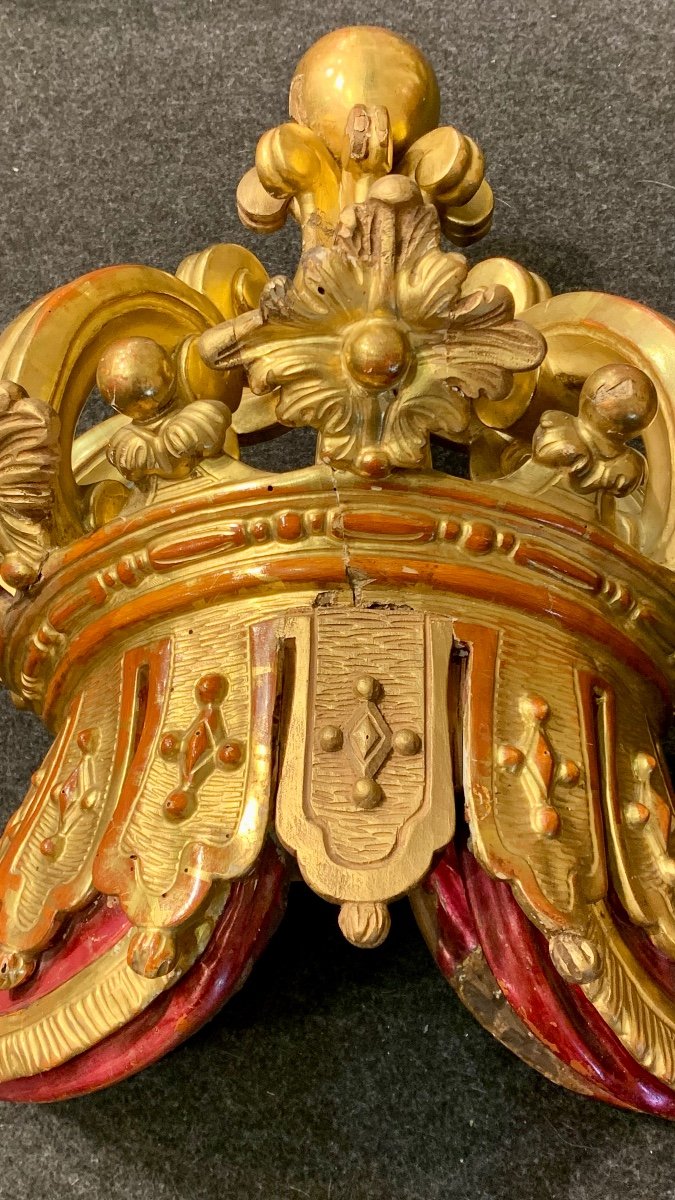 Stupenda corona da baldacchino in legno dorato - Luigi Filippo-photo-4