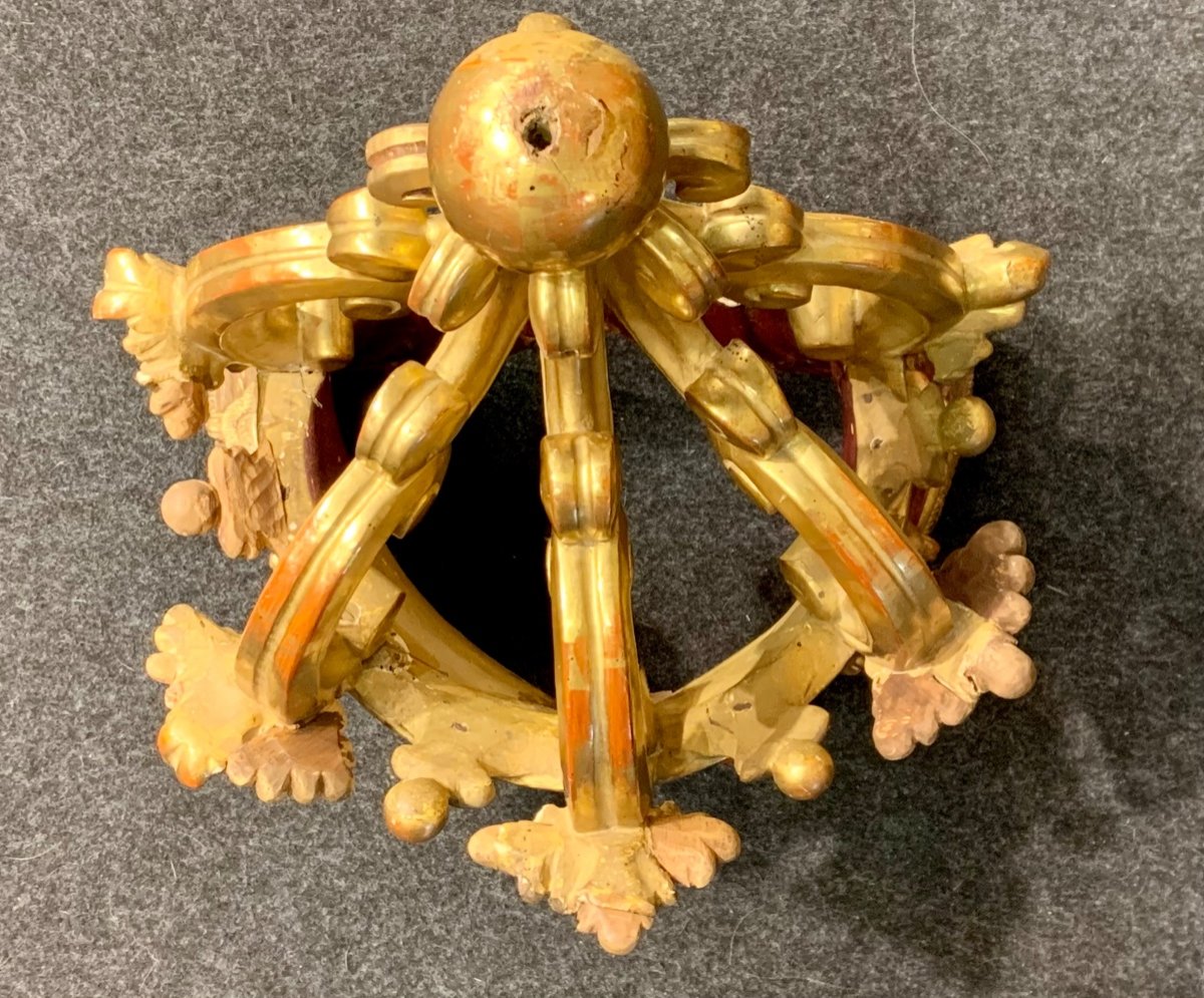 Stupenda corona da baldacchino in legno dorato - Luigi Filippo-photo-2