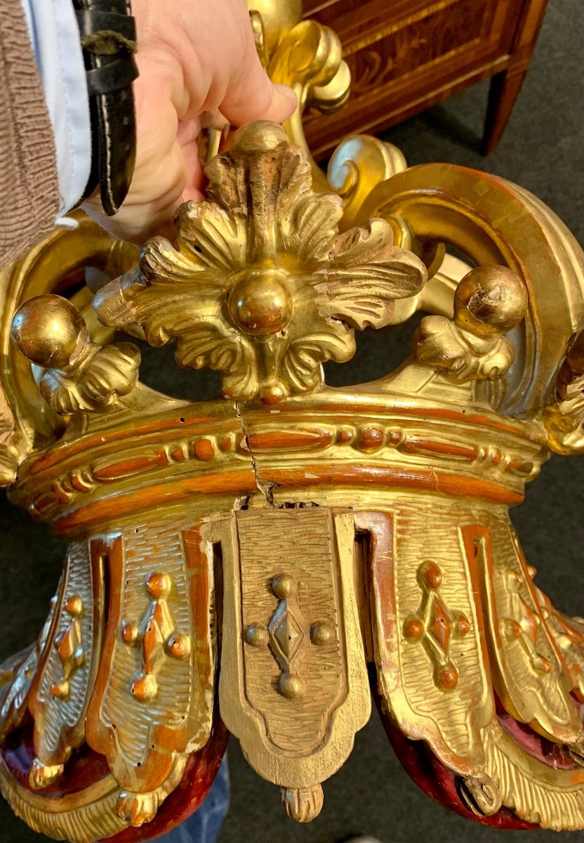 Stupenda corona da baldacchino in legno dorato - Luigi Filippo-photo-4