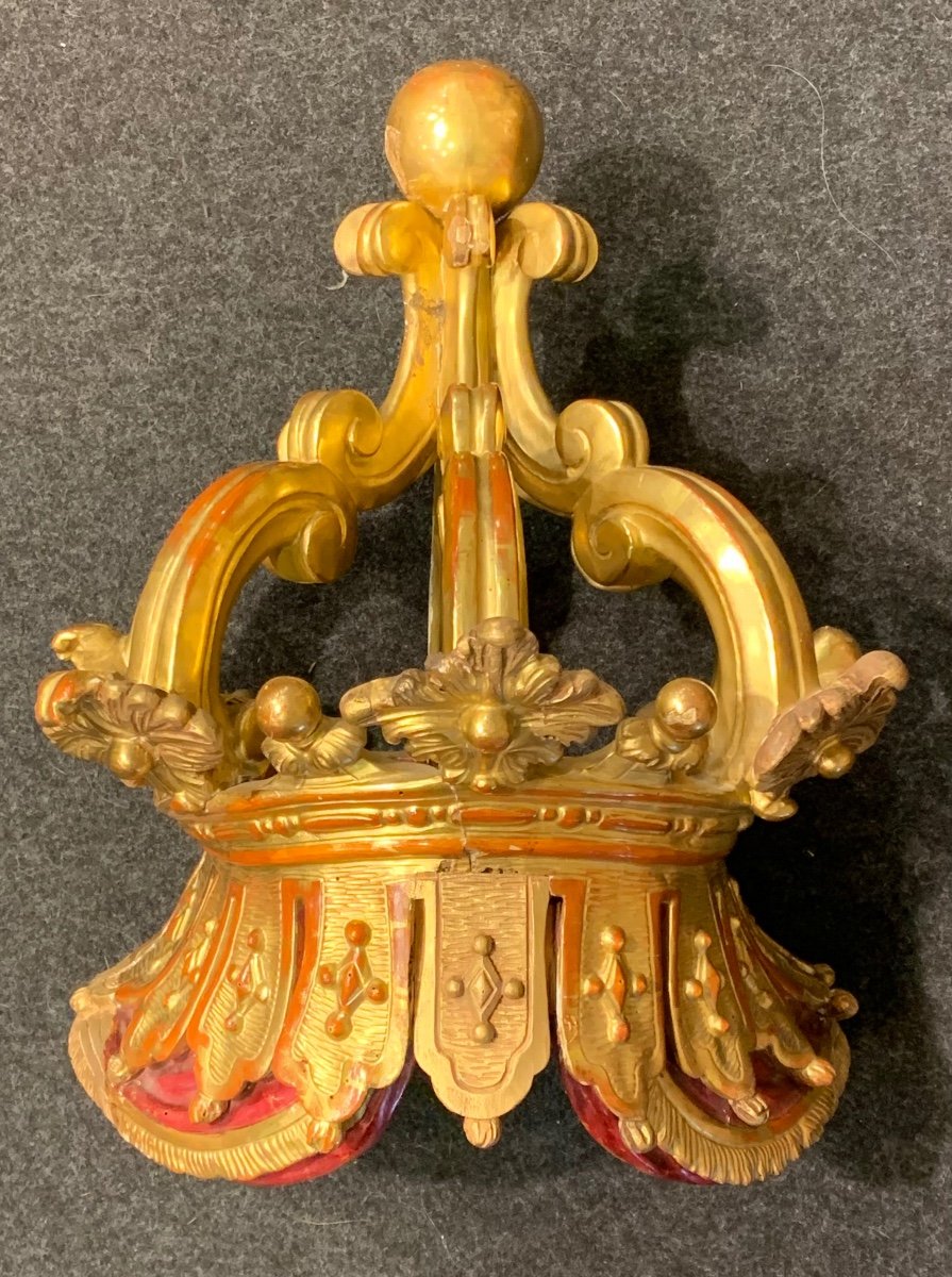 Stupenda corona da baldacchino in legno dorato - Luigi Filippo