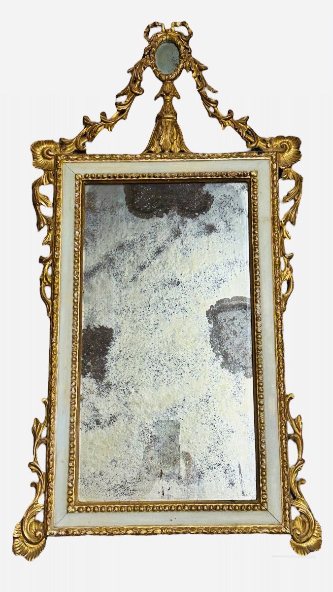  specchiera in legno laccato e dorato a foglia oro - Neoclassica