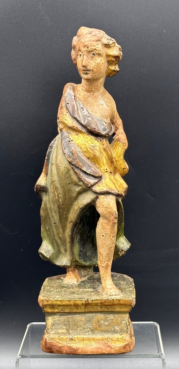 Scultura di angelo in legno laccato e dorato - XVI sec. -photo-2