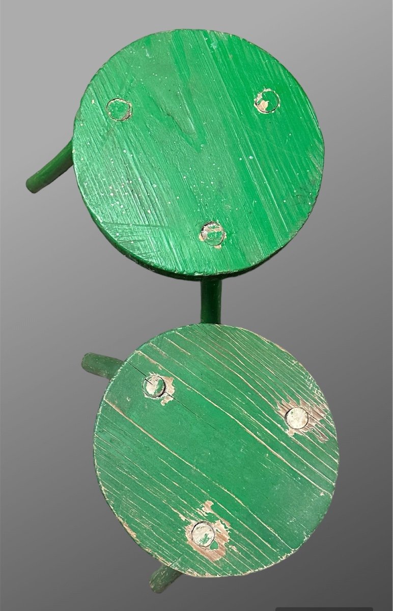 Simpatica coppia di sgabelli verdi - Anni ‘50-photo-2