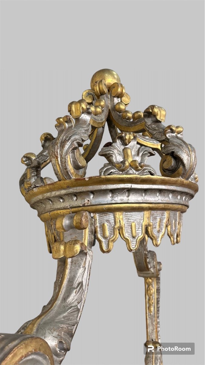 Eccezionale Baldacchino, Tronetto, corona in Legno, montanti, Dorato/argentato - XVIII sec. -photo-2