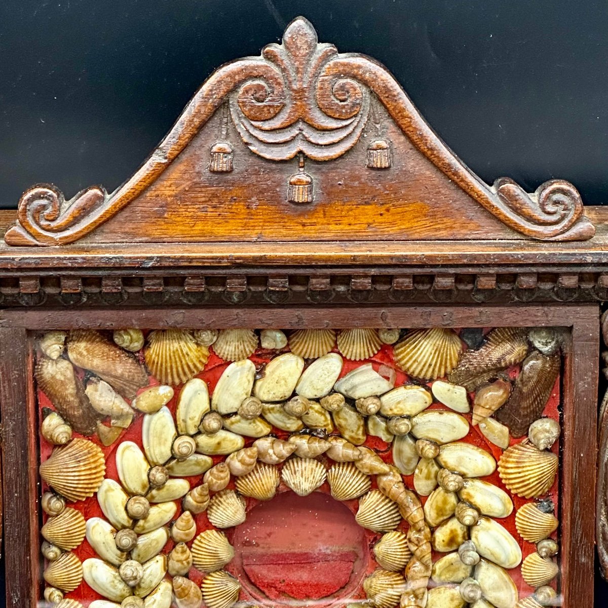 Antico porta orologio, porta cipolla in legno - Carlo X-photo-3