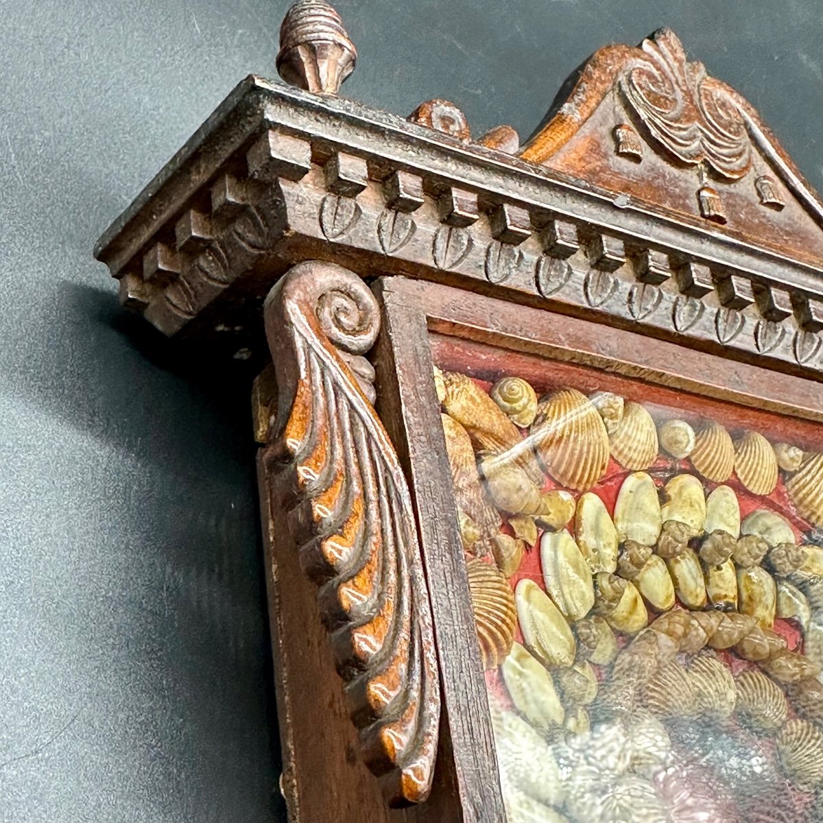 Antico porta orologio, porta cipolla in legno - Carlo X-photo-7