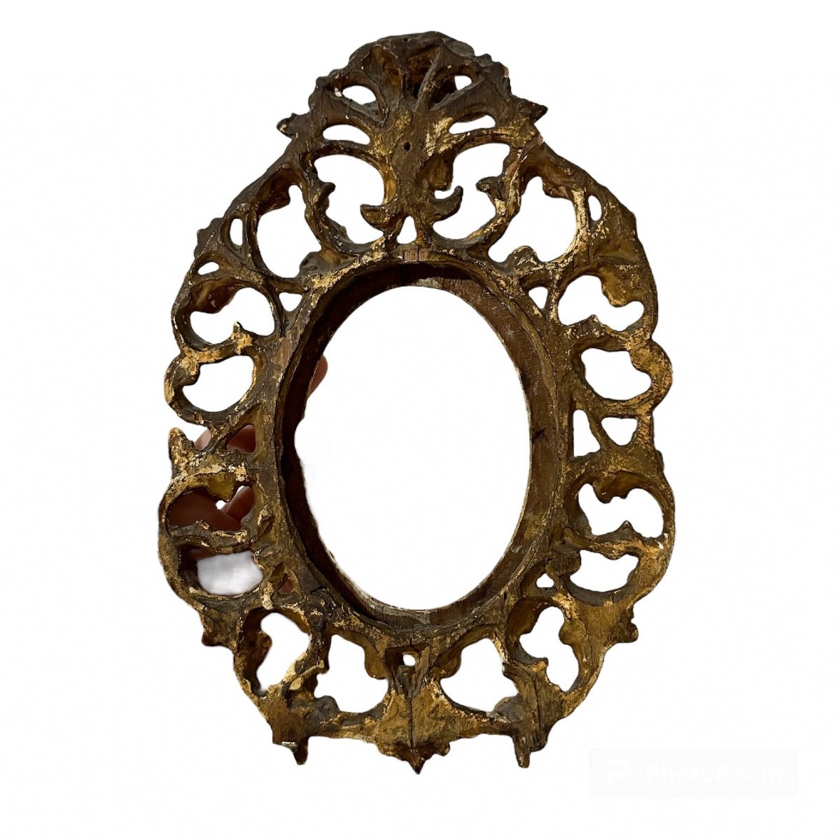 Cornice ovale in legno intagliato e dorato, Toscana XIX secolo. -photo-3