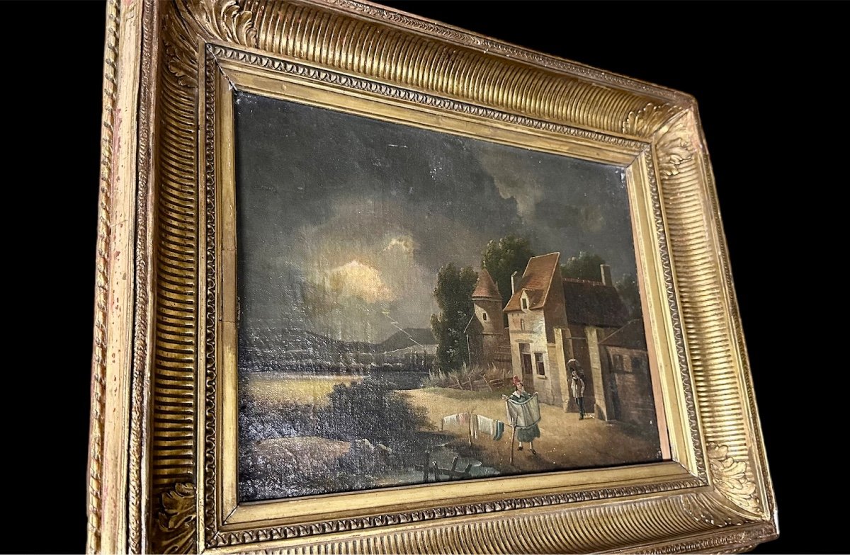 Quadro paesaggio, olio su tela - Luigi Filippo, XIX sec. -photo-8