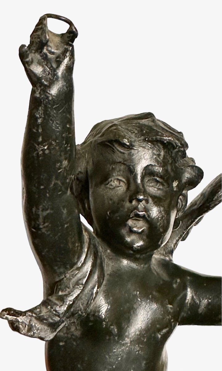 Statua di angelo in metallo brunito - XIX sec.-photo-2