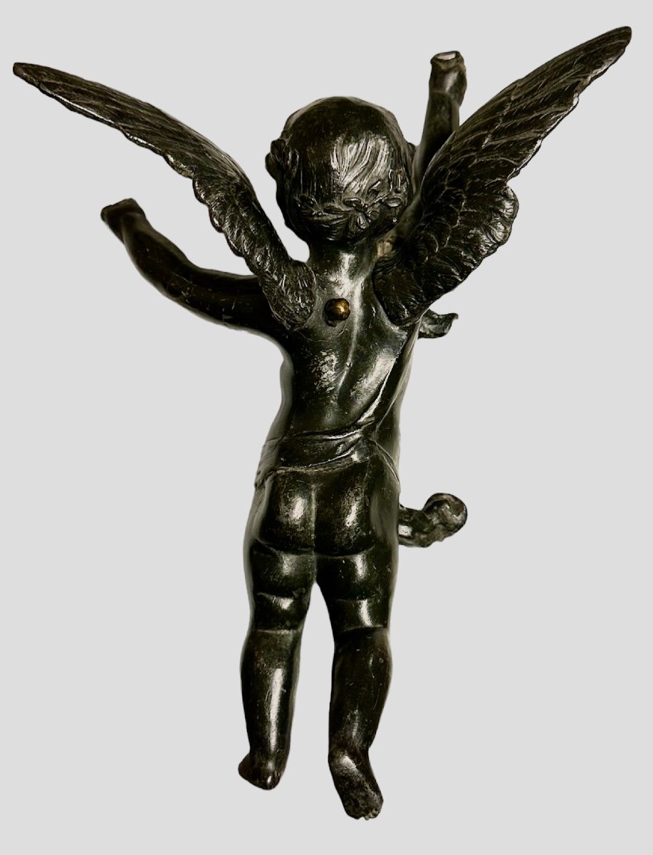 Statua di angelo in metallo brunito - XIX sec.-photo-1