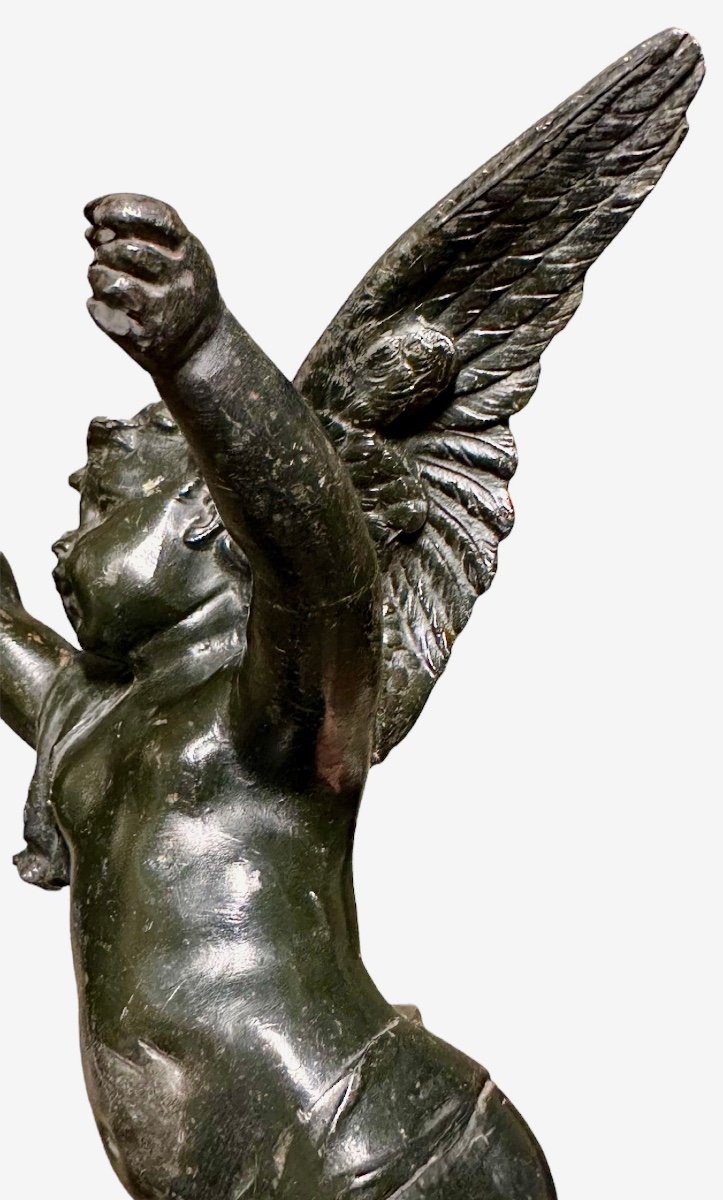 Statua di angelo in metallo brunito - XIX sec.-photo-4