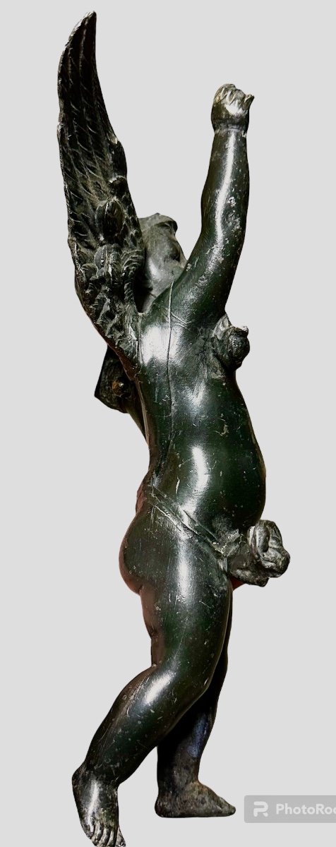 Statua di angelo in metallo brunito - XIX sec.-photo-6