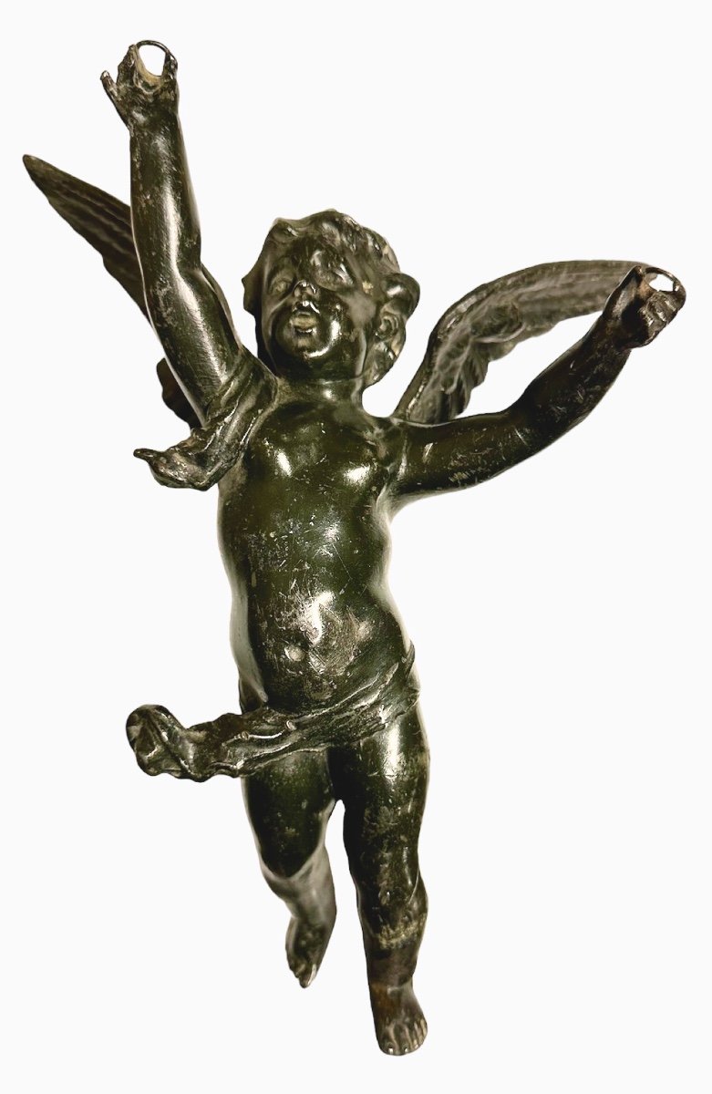 Statua di angelo in metallo brunito - XIX sec.