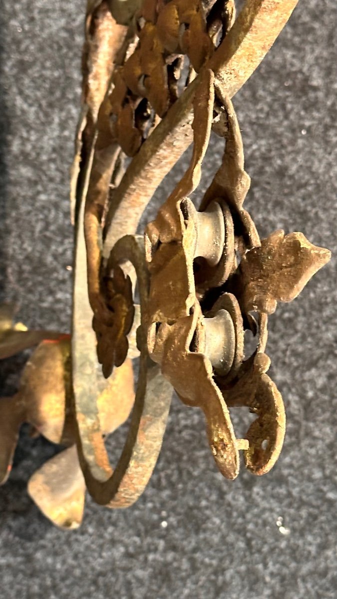 Coppia di bracci portacandela in ferro forgiato  - Luigi XVI-photo-5