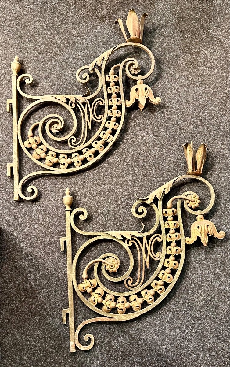 Coppia di bracci portacandela in ferro forgiato  - Luigi XVI-photo-8