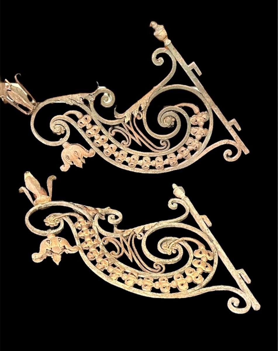 Coppia di bracci portacandela in ferro forgiato  - Luigi XVI