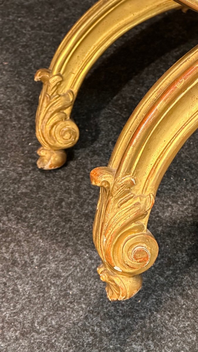 Panchetta, sgabello Impero genovese in legno dorato e intagliato - Inizi del XIX secolo. -photo-5