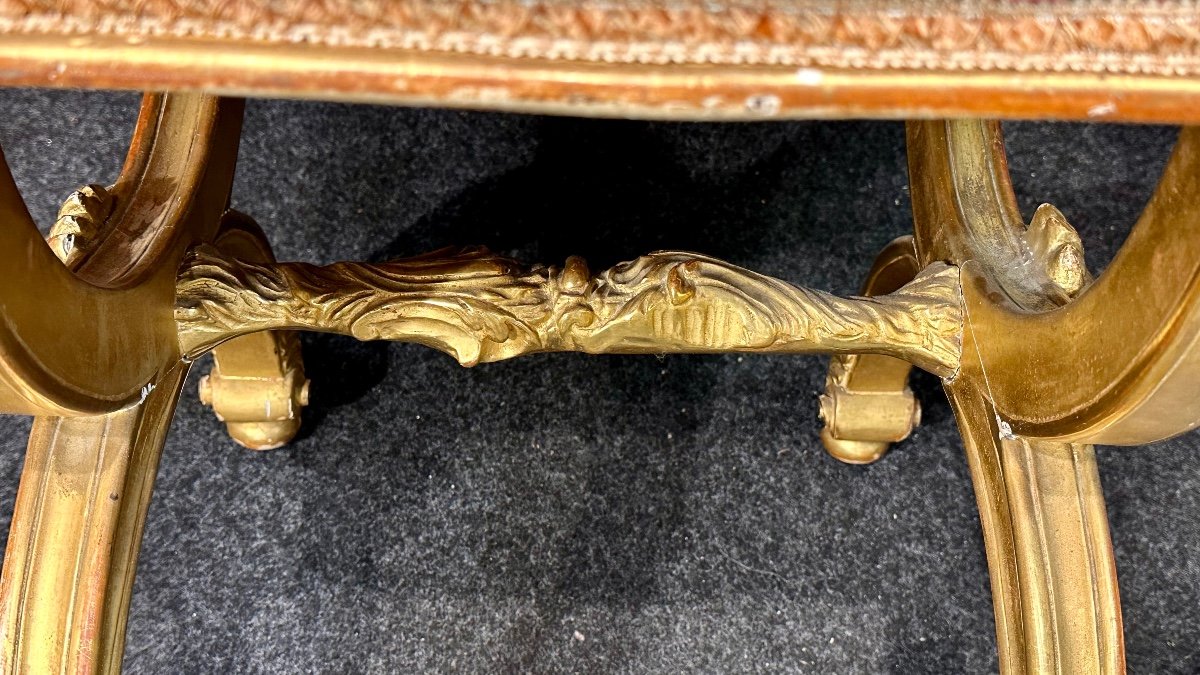 Panchetta, sgabello Impero genovese in legno dorato e intagliato - Inizi del XIX secolo. -photo-8