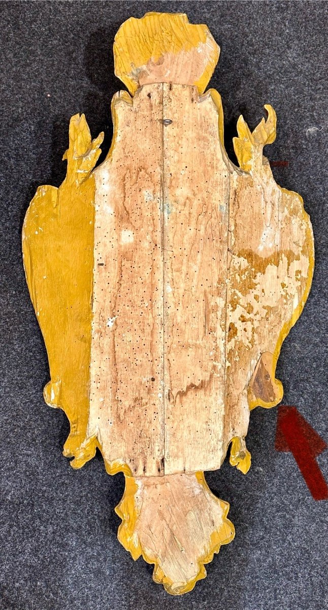 Grande pannello ligneo policromo e dorato "Annunciazione a San Giuseppe" -Inizi del XVII sec. -photo-3
