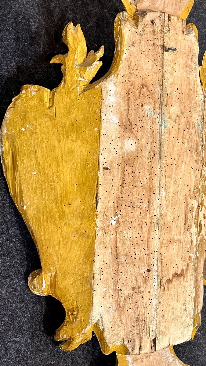 Grande pannello ligneo policromo e dorato "Annunciazione a San Giuseppe" -Inizi del XVII sec. -photo-5