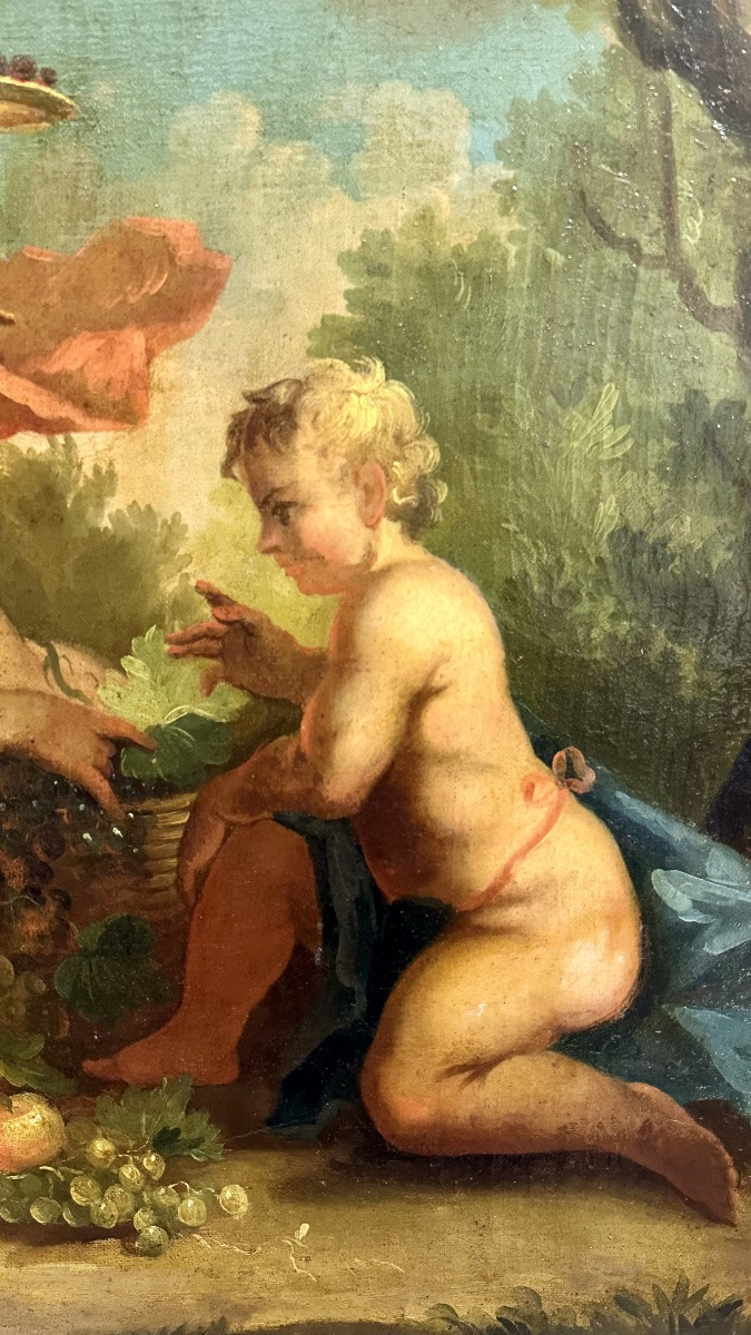 Dipinto, olio su tela"Festa di cherubini in un paesaggio" - XVIII sec. -photo-4