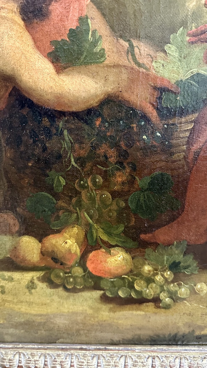 Dipinto, olio su tela"Festa di cherubini in un paesaggio" - XVIII sec. -photo-4