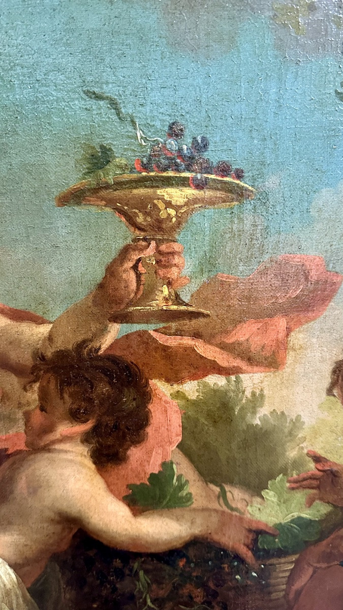 Dipinto, olio su tela"Festa di cherubini in un paesaggio" - XVIII sec. -photo-5