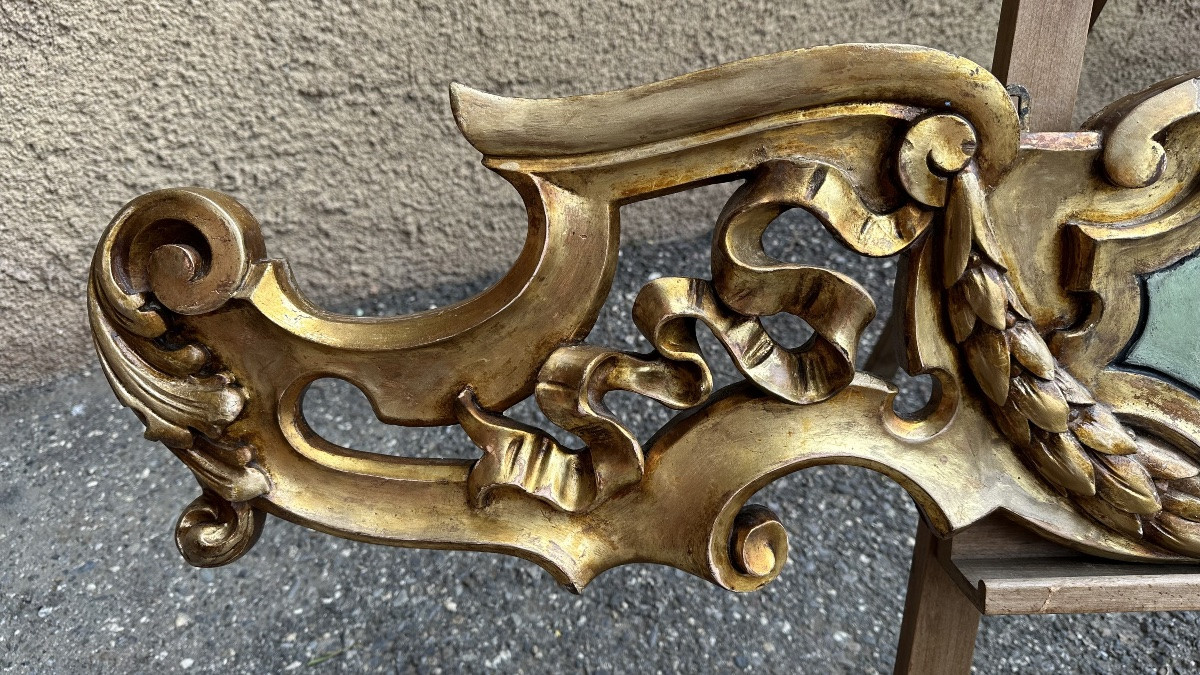 Coppia di grandi fregi, sovraporte, cimase in legno dorato - XIX sec. -photo-4