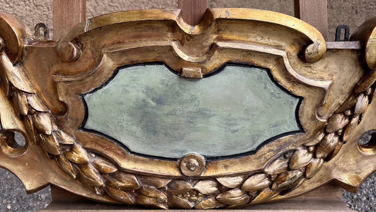 Coppia di grandi fregi, sovraporte, cimase in legno dorato - XIX sec. -photo-1