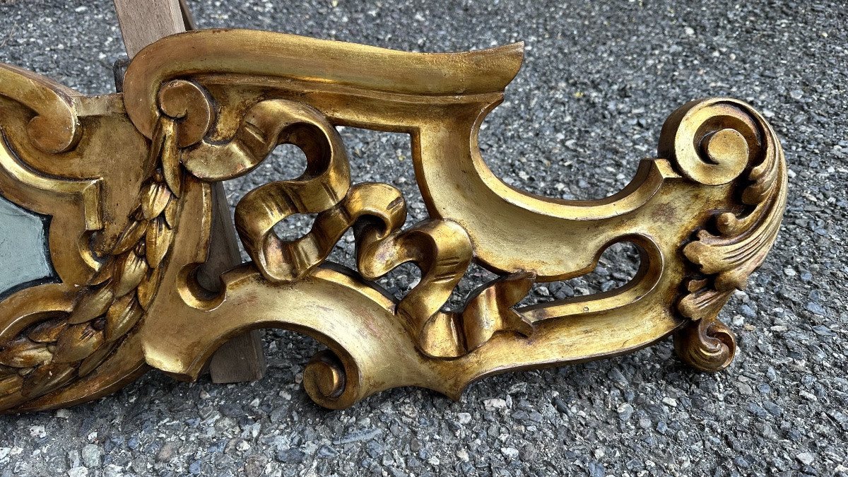 Coppia di grandi fregi, sovraporte, cimase in legno dorato - XIX sec. -photo-2