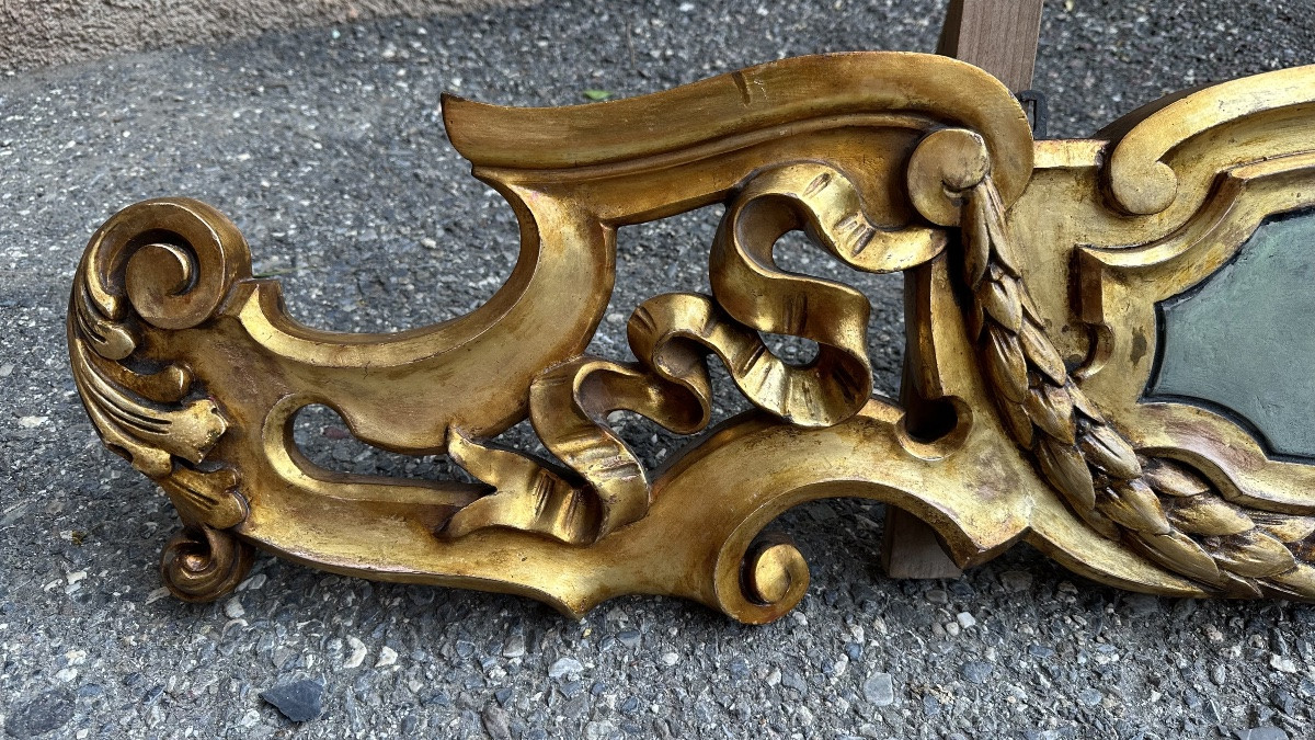 Coppia di grandi fregi, sovraporte, cimase in legno dorato - XIX sec. -photo-3