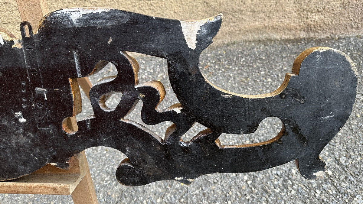 Coppia di grandi fregi, sovraporte, cimase in legno dorato - XIX sec. -photo-8
