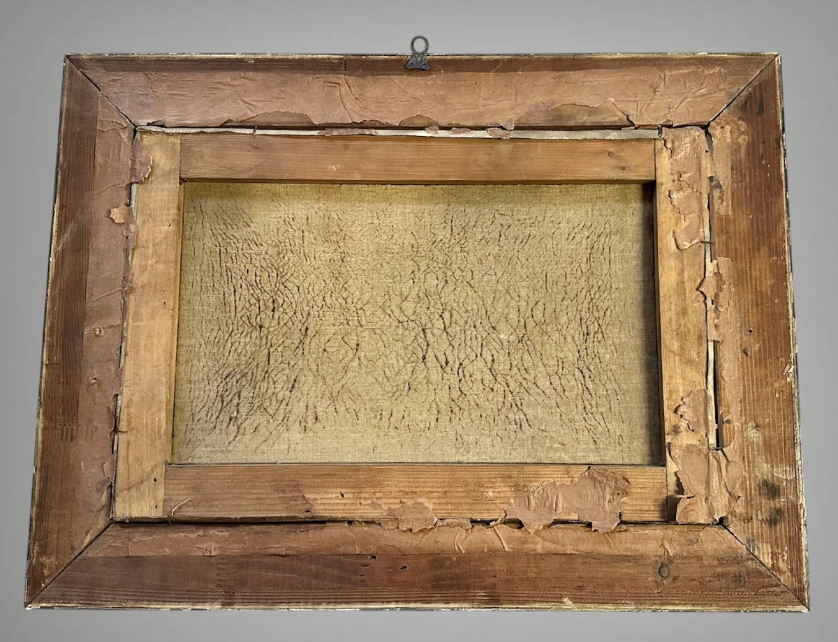 Dipinto di gatti, Olio su tela " Gattini in una valigetta di vimini" - Napoleone III. -photo-4