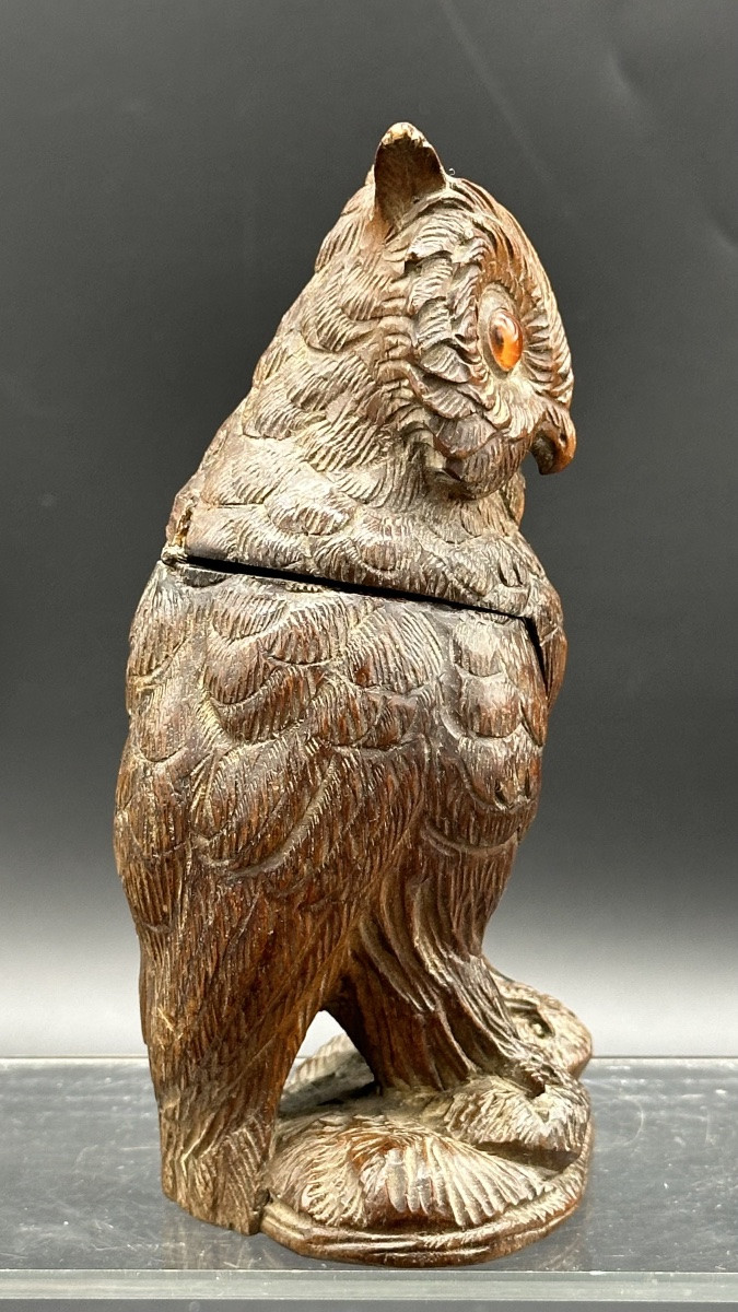 Calamaio in legno “ Gufo”, foresta nera - XIX sec. -photo-1