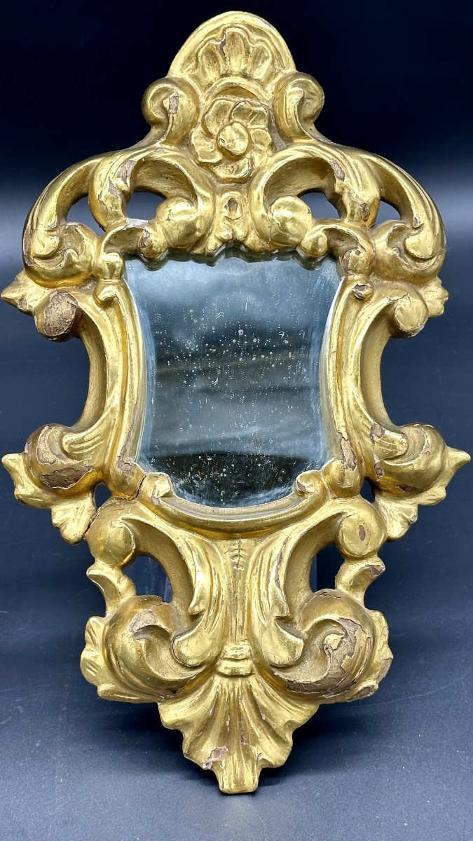 Coppia di piccole specchiere dorate - XIX sec. -photo-2