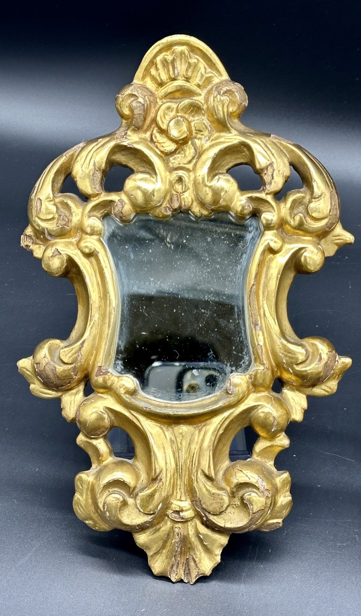 Coppia di piccole specchiere dorate - XIX sec. -photo-3