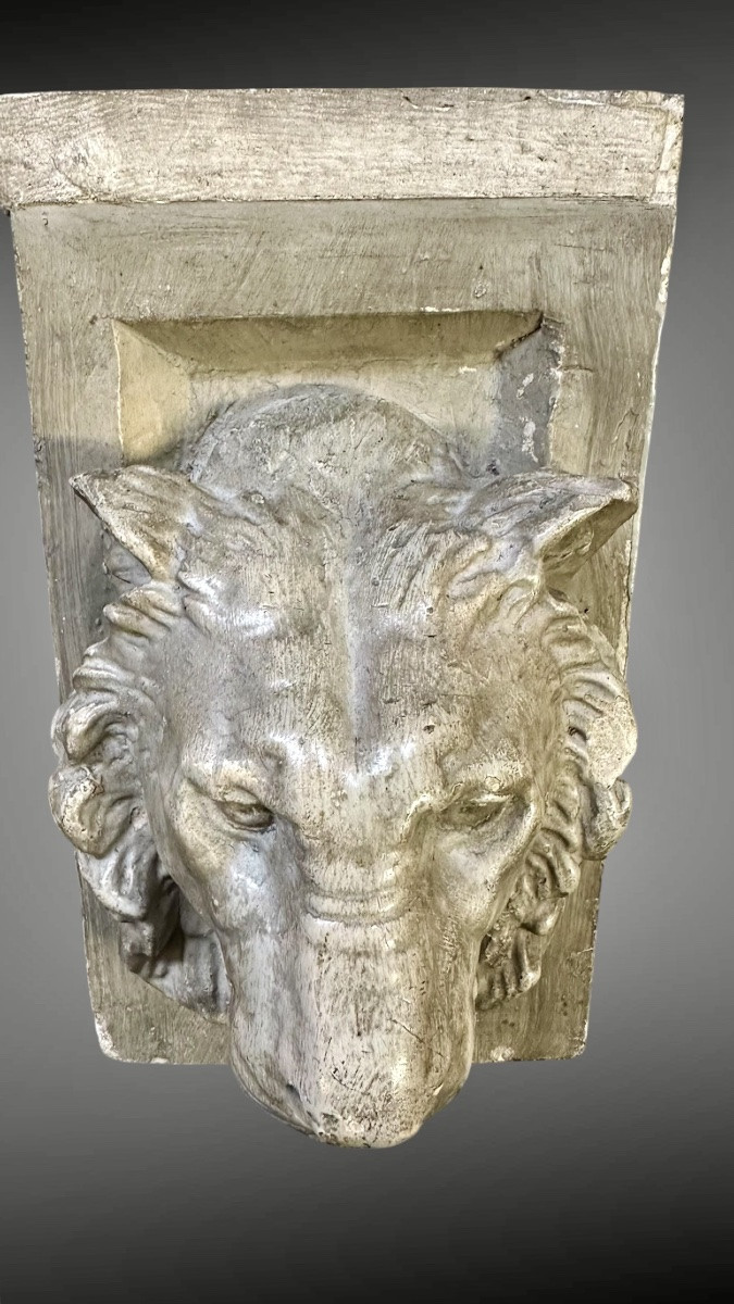 Coppia di teste di leone in stucco – XIX secolo-photo-4