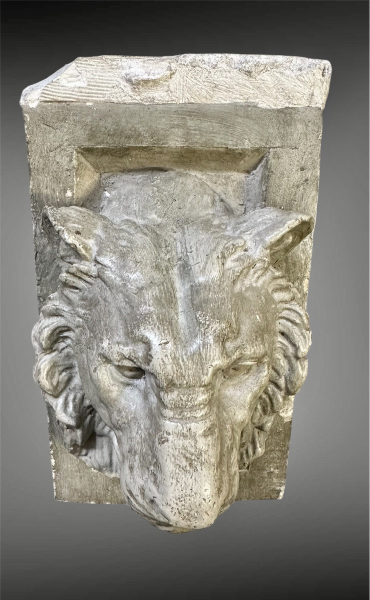 Coppia di teste di leone in stucco – XIX secolo-photo-5