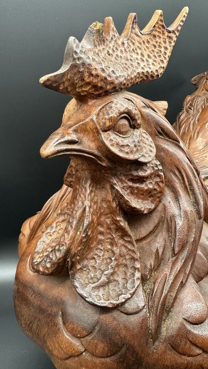 Scultura in legno "Gallina" - Primo '900-photo-2