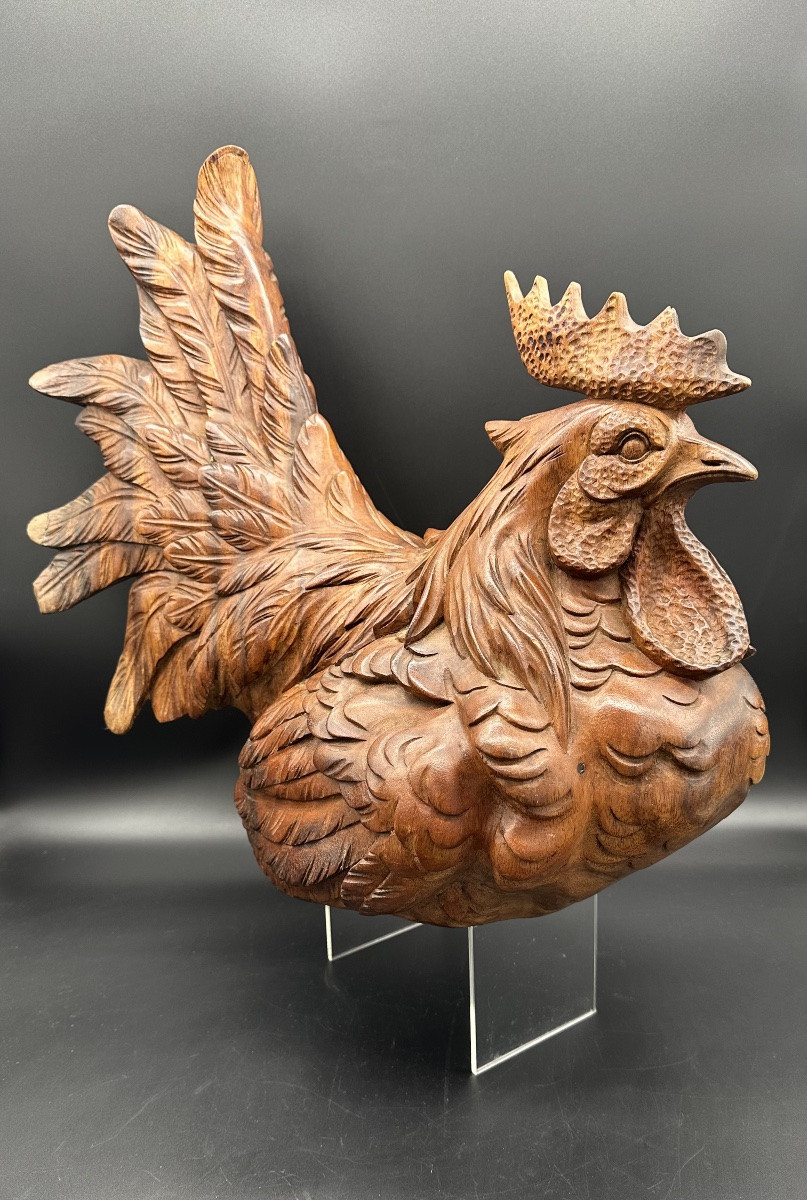 Scultura in legno "Gallina" - Primo '900-photo-2